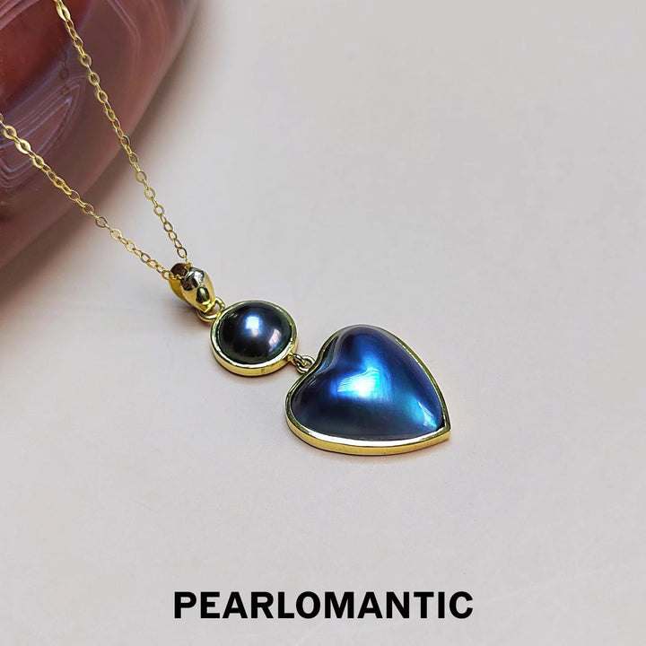 [Designer's Choice] Japanese Heart Shape Mabe w/ Tahitian Black Pearl Mabe Pendant
