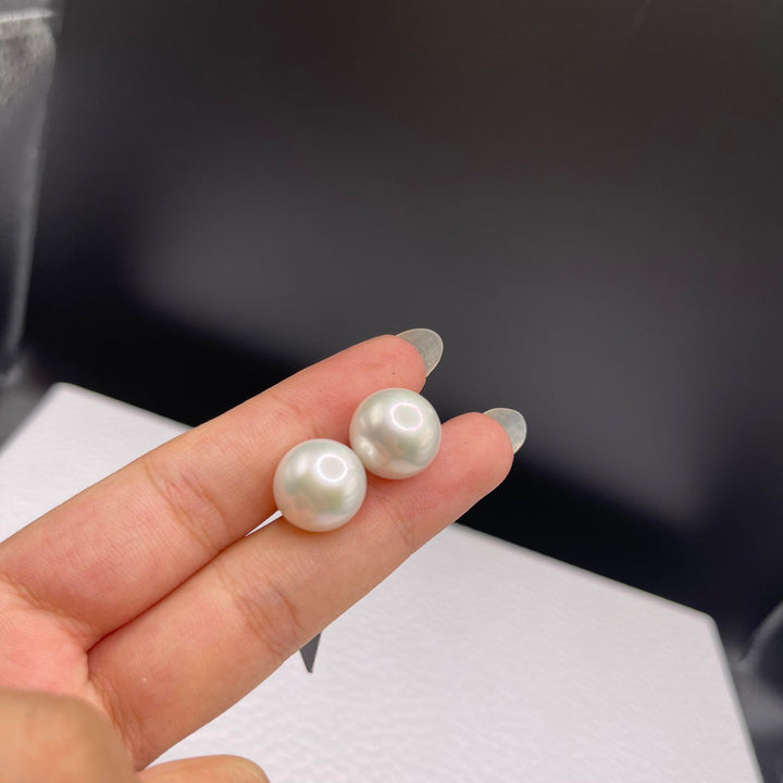 【NEW】12-13mm Large 3A Freshwater Pearl Stud Earrings w/ S925