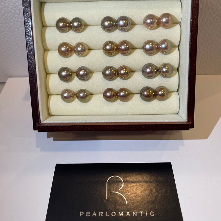 【Designer’s Choice】Rare Mabe Pearl 18k Earring Stud! Rare Body Color w/ Rare Overtone