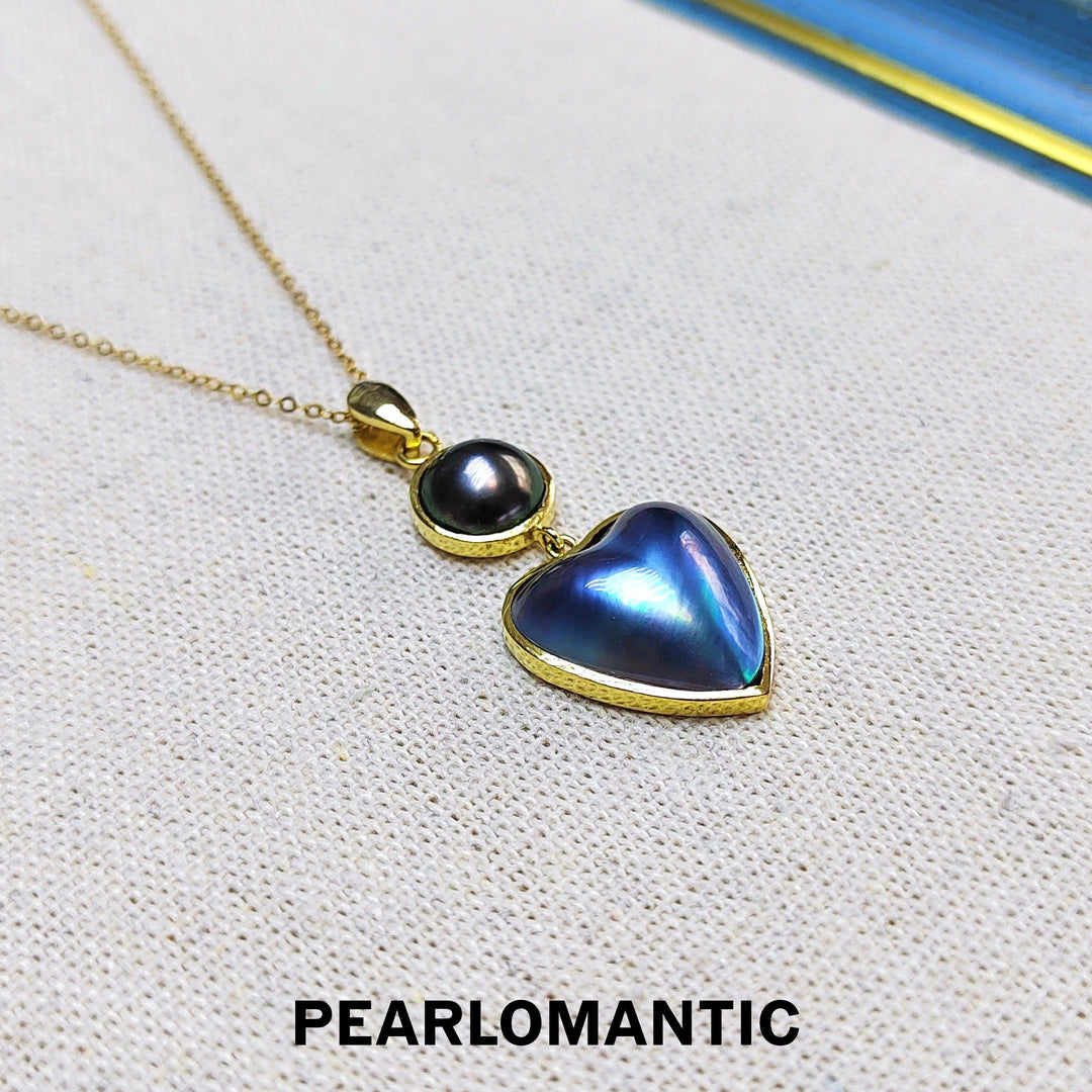 [Designer's Choice] Japanese Heart Shape Mabe w/ Tahitian Black Pearl Mabe Pendant