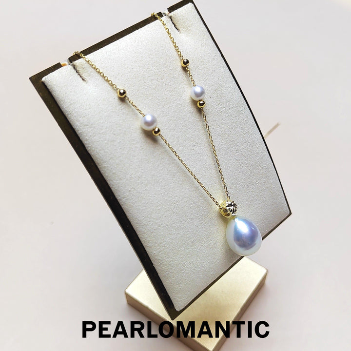 【Designer's Choice】 Australian White Pearl Baroque 10.5*12.5mm Spaced Design Necklace