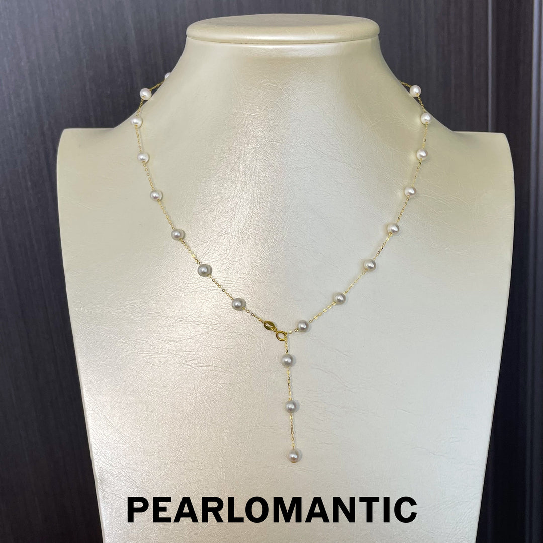 [Group-Buying] Freshwater Pearl 4-4.5mm Spaced Design Necklace 5A w/ 18k Gold
