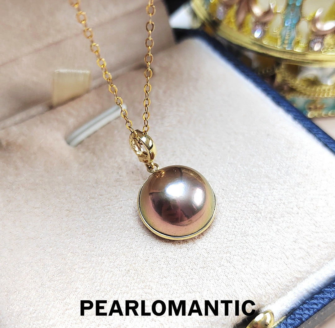 【Fine Jewelry】Rare Mabe Pearl 18k All-purpose Pendant Rare Body Color w/ Rare Overtone