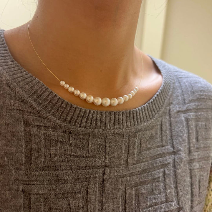 【Fine Jewelry】Moon Style 18k HK Made Choker w/ 6A Freshwater Pearl 3.5-8.5mm Necklace